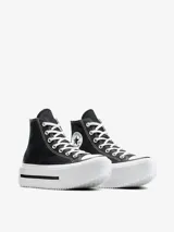 Championes Converse Chuck Taylor All Star Lift de caña alta, color negro con detalles en blanco. Plataforma alta con suela de goma.