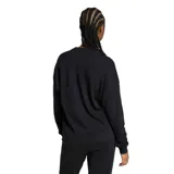Buzo de cuello redondo Adidas, color negro, con logo de la marca estampado en blanco en el centro del pecho.
