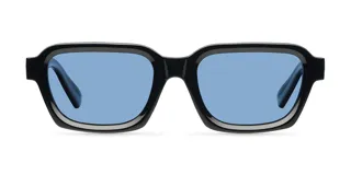 Lentes de sol Adila con montura cuadrada en relieve color negro y cristales polarizados color azul, con protección UV400.