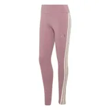 Calza deportiva Adidas de mujer modelo W Ak 3S Legging, de color rosado con tres tiras laterales blancas y el logo de la marca bordado en la pierna izquierda.
