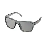 Lentes de sol MDQ Kirra, con montura rectangular de acetato gris translúcido y lentes fotocromáticas grises.