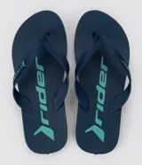 Ojotas de dedo negras con estampado del logo de Rider en verde.