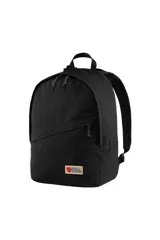 Mochila Fjallraven Vardag 16 color negro, de tela resistente G-1000, con compartimento principal con cierre, bolsillo interno para tablet y logo de la marca en el frente.
