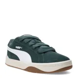 Championes Puma Park Lifestyle Easy Sd, color verde oscuro con la franja lateral característica de Puma en color blanco. Confeccionados en gamuza con cordones anchos y suela de goma con detalles en blanco.