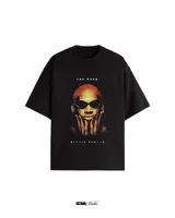 Remera negra de algodón con estampado de Dennis Rodman con el texto "The Worm" y "Dennis Rodman".