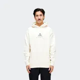 Canguro blanco hueso con capucha y cordones ajustables, bolsillo tipo canguro y logo de la marca Stance estampado en el pecho.
