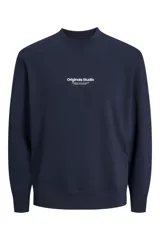 Buzo azul marino de manga larga y cuello redondo, con logo 'Originals Studio' estampado en el pecho.