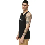 Musculosa negra con logo RVCA estampado en blanco en el pecho.