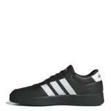 Championes urbanos Adidas modelo Breaknet 3.0, color negro con las tres bandas laterales en blanco. Presentan un diseño inspirado en el tenis con capellada sintética y suela de goma.