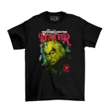 Remera negra de algodón con estampa frontal del personaje El Grinch y la frase Professional Christmas Hater.