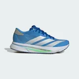 Championes de running Adidas Adizero SL2, color azul con detalles en blanco y verde neón. Presentan exterior de tela liviano, mediasuela con tecnología LightstrikePro para amortiguación y retorno de energía, y suela de caucho para mayor agarre.