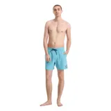Short de baño Volcom modelo Lido Solid Trunk, color celeste, con cintura elástica y cordón ajustable negro.