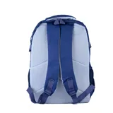 Mochila Umbro color azul marino con múltiples bolsillos con cierre, correas laterales ajustables y logo de la marca en la parte frontal.