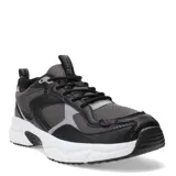 Championes negros de estilo running, con detalles en gris y suela blanca.