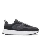 Championes Under Armour Mirage Sport color gris y negro, confeccionados con malla transpirable y superposiciones de gamuza, entresuela de EVA blanca y suela de goma.