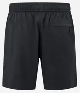 Bermuda masculina color verde con cintura elastizada ajustable con lazo, bolsillos laterales y traseros, y etiqueta de goma en el ruedo. Confeccionada en poliéster.