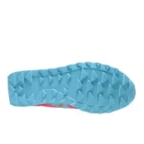 Championes Saucony Jazz Original de dama, color rosa con detalles en celeste y amarillo flúor. Capellada de nylon y gamuza, entresuela de goma EVA y suela de caucho.