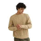 Buzo de tejido de punto con diseño de ochos, cuello redondo y mangas largas con puños acanalados.