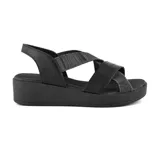 Sandalia casual Usaflex René color negro, con capellada de cuero, forro Usa Care y suela Comfy.