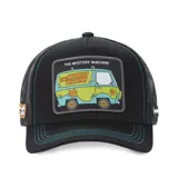Gorro CapsLab negro con visera curva y parche frontal con la imagen de la camioneta de Scooby Doo, "The Mystery Machine".