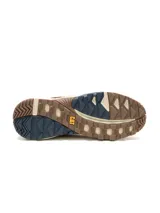 Sneaker Caterpillar modelo Grapple Leather para hombre, fabricado en cuero marrón con detalles en tonos tostados y azul oscuro, con suela dentada y entresuela de EVA.