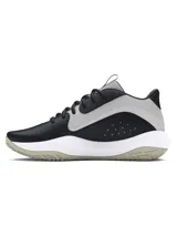 Championes de básquetbol Under Armour modelo Lockdown 7, con diseño en combinación de negro y gris. Presentan parte superior de malla transpirable con refuerzos de cuero, entresuela de EVA para mayor amortiguación y suela de caucho con patrón de tracción en espiga.