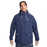 Campera con capucha Nike Club Bowline color azul marino, con cierre frontal con botones a presión, dos bolsillos frontales con solapa y logo bordado en blanco en el pecho.
