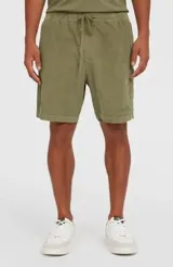 Bermuda O'Neill color verde militar, confeccionada en tejido acanalado de algodón con cintura elástica y cordón ajustable.