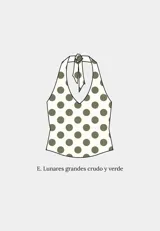 Top halter reversible con escote en V, confeccionado en tela estampada.