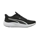 Championes de running Puma Skyrocket Lite 2, color negro con detalles en blanco. Presentan una parte superior de malla transpirable, cierre con cordones y una entresuela de espuma ligera para mayor amortiguación.