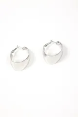 Par de caravanas plateadas con forma de aro grueso.