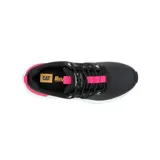 Calzado de trekking Caterpillar modelo Colorado Sneaker Lo, color negro con detalles en fucsia y suela blanca, de diseño robusto con cordones y capellada de cuero y nylon.
