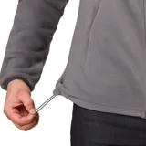 Campera Columbia de micropolar gris con cierre frontal completo, cuello alto y bolsillos laterales con cierre.