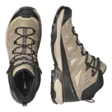 Botas de trekking Salomon modelo X Ultra 360 Leather Mid Gore-Tex, en color marrón y negro, diseñadas para senderismo con membrana impermeable, refuerzos de cuero y suela de gran tracción.