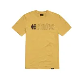 Remera amarilla de manga corta con logo de la marca Etnies estampado en el pecho.