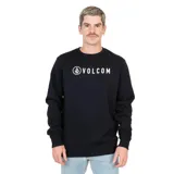 Buzo negro de cuello redondo con logo de Volcom estampado en blanco en el pecho.