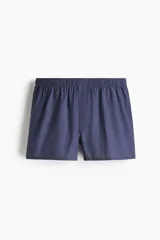 Pack de cuatro calzoncillos tipo boxer de algodón suave, con cintura elástica y bragueta con botones. Incluye dos unidades en azul marino y dos en celeste.