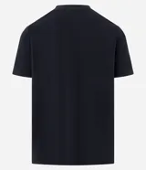 Remera de algodón marca Marfinno, de color azul marino con textura acanalada, corte slim, cuello redondo y manga corta.