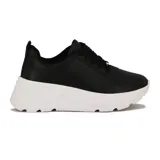 Championes Vizzano de estilo casual, color blanco, con suela chunky y plataforma, cordones tono sobre tono y detalle de placa metálica en los pasadores.
