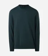 Suéter de corte regular, cuello redondo y manga larga, confeccionado en tejido de viscosa con textura suave y caída ligera.