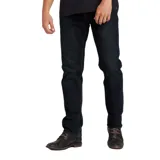 Pantalón de jean Volcom modelo Solver, de corte recto moderno y tiro regular, en color azul oscuro con costuras en contraste.