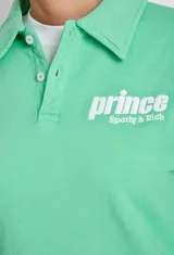 Buzo polo deportivo Prince bordado en menta con logo en blanco. Fabricado con 100% algodón, preencogido y de calce holgado con largo corto.