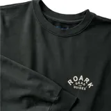 Buzo negro de algodón con cuello redondo y logo estampado en el pecho.