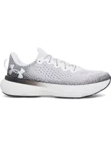 Championes de running Under Armour Infinite, con diseño en degradado de blanco a negro. Presentan parte superior de tejido de punto transpirable, amortiguación reactiva UA HOVR y suela de goma resistente para mayor tracción.