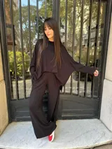 Buzo oversize de lanilla con lurex, color gris.