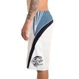 Short de baño Oneill Superfreak Y2K de 22 pulgadas, color beige con franjas laterales en contraste, cordón ajustable en la cintura y un bolsillo lateral con cierre.