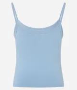 Blusa cropped blanca de algodón con breteles finos.