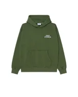 Buzo hoodie verde militar con capucha y bolsillo tipo canguro. Estampado frontal con el logo de Obey Studios en blanco.