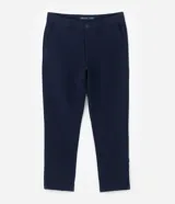 Pantalón de sastrería slim cropped color azul marino, con trabillas para cinturón y bolsillos delanteros y traseros.