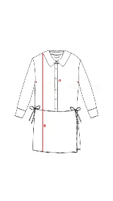 Vestido camisero color beige con estampado de líneas horizontales, con botones de nácar y sobrefalda integrada. Confeccionado en poliéster suave con leve rugosidad. Diseñado y confeccionado en Uruguay.